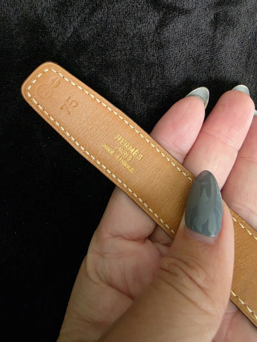 Authentic Hermes Black Leather Belt with Gold H Buckleic
